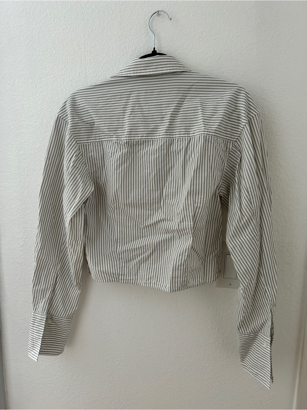 Rag & Bone Becca Stripe Crop Poplin Shirt Moss Cotton Button Up - Picture 3 of 8